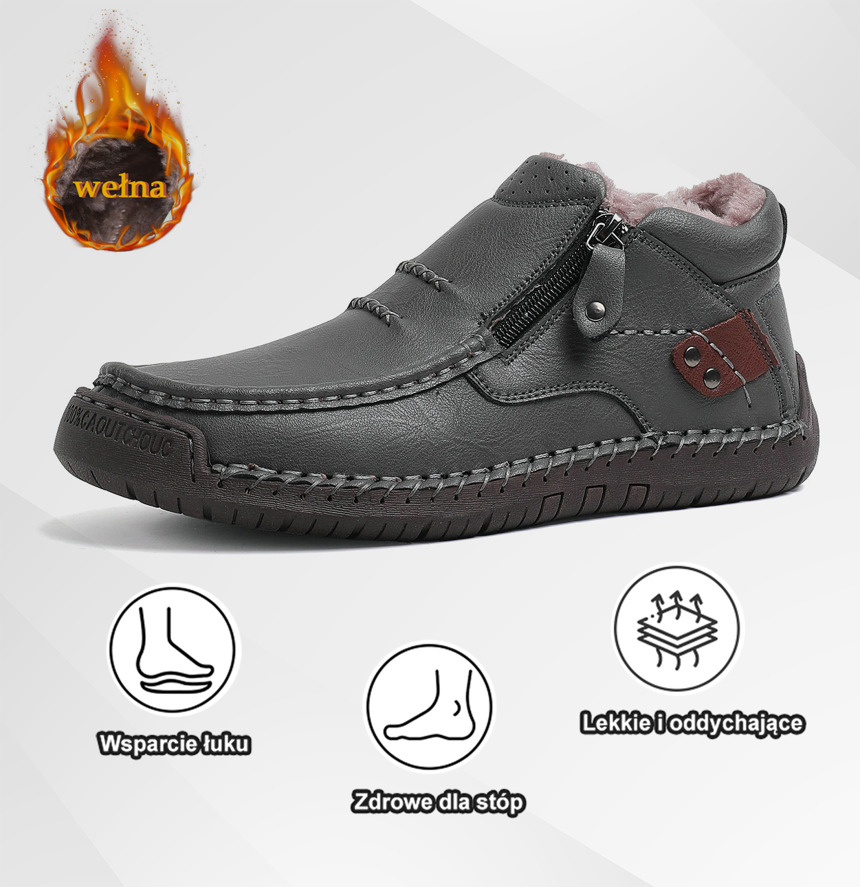 Men's leather side-zipper comfort shoes - product view 22