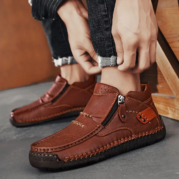 Men's leather side-zipper comfort shoes - product view 7