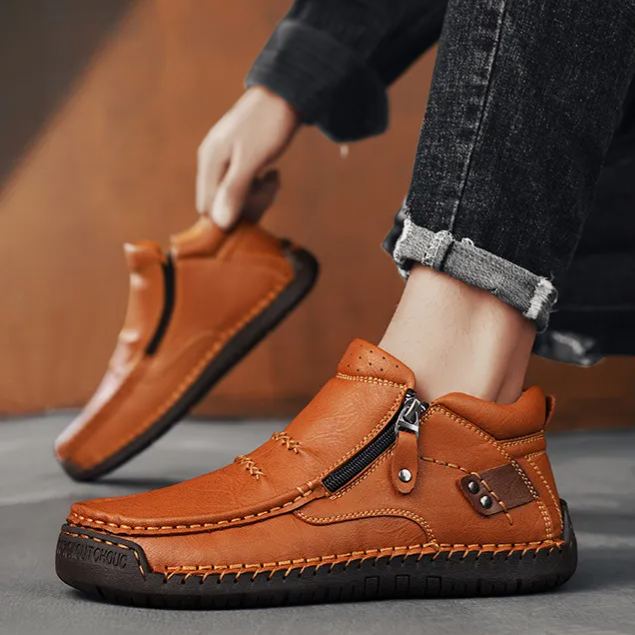 Men's leather side-zipper comfort shoes - product view 10