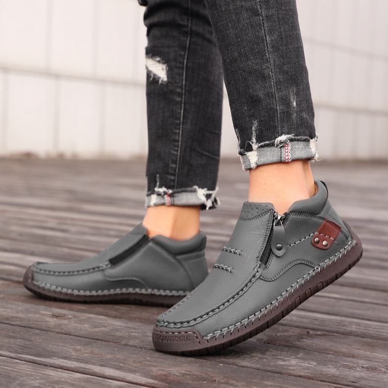 Men's leather side-zipper comfort shoes - product view 13