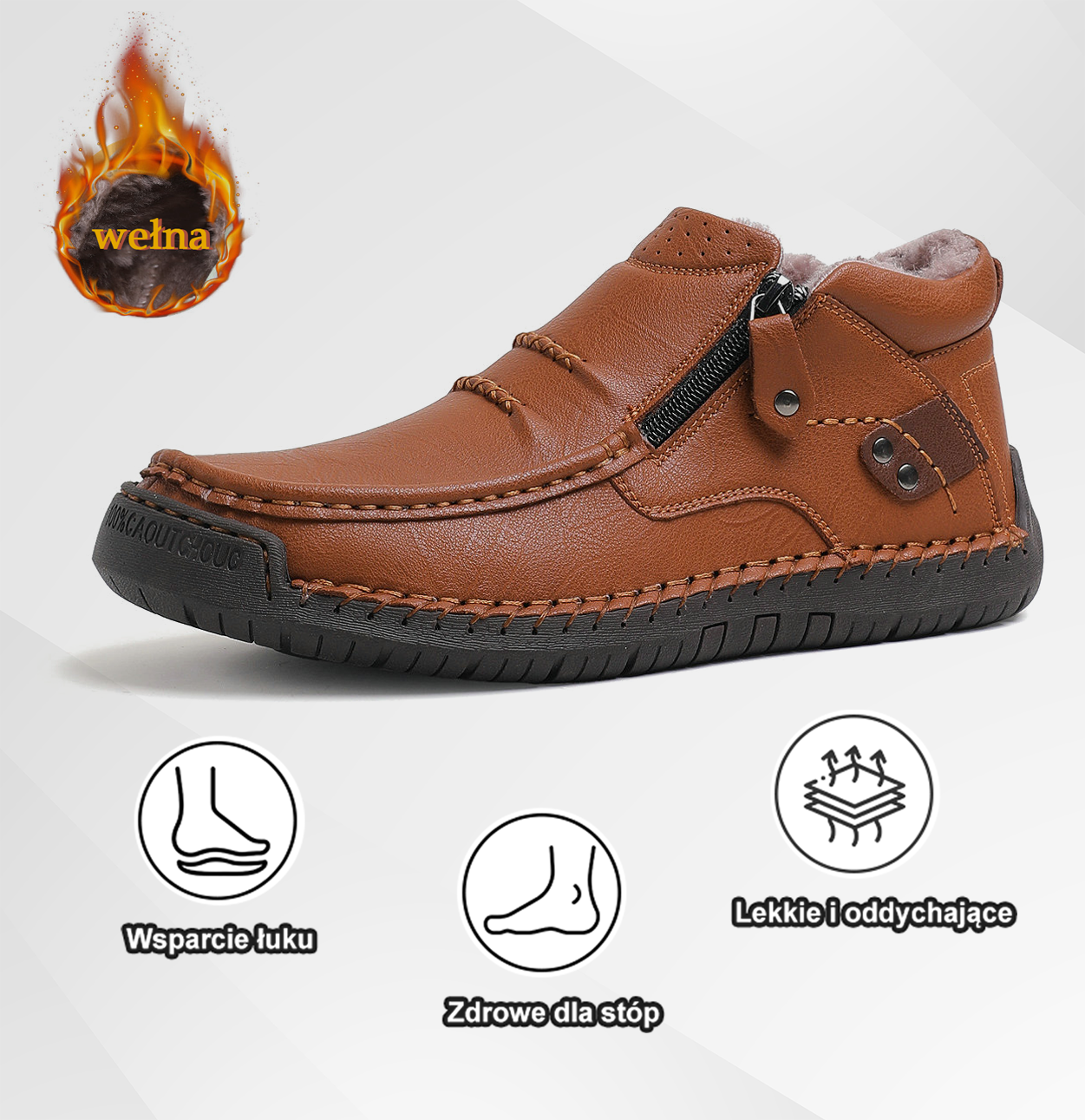Men's leather side-zipper comfort shoes - product view 21