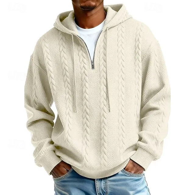 Men's jacquard hoodie – pullover sweatshirt with hood