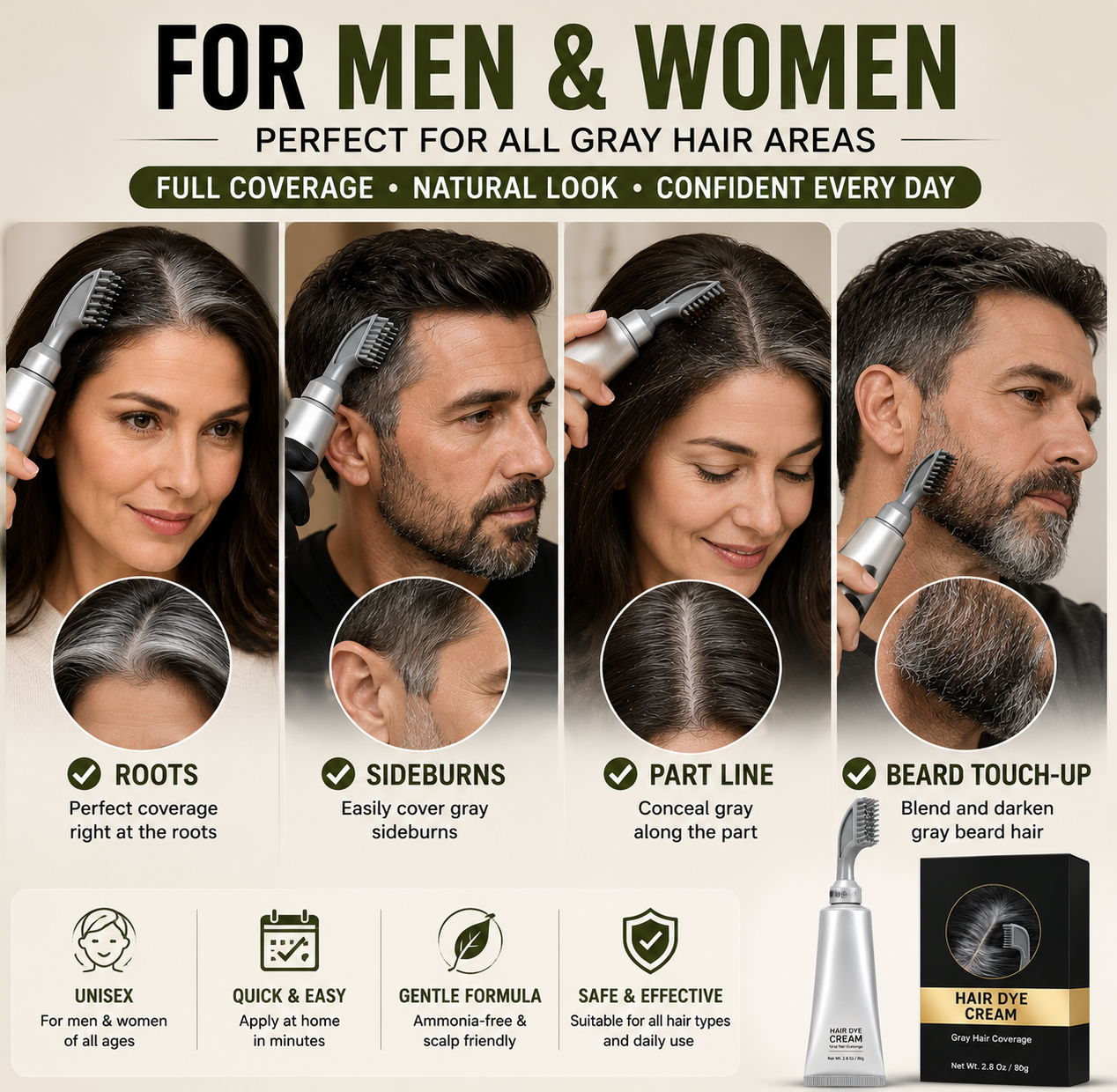 Hair dye comb for men and women