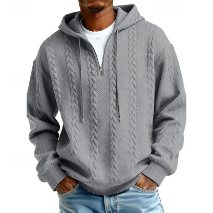 Men's jacquard hoodie – pullover sweatshirt with hood
