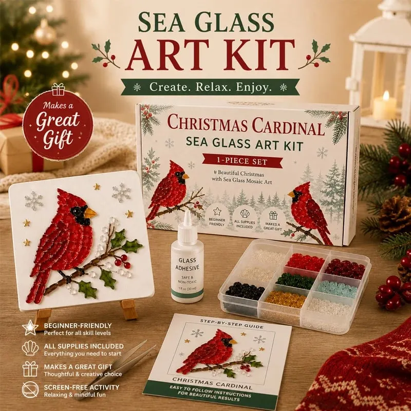 DIY Winter Sea Glass Art Kit Display