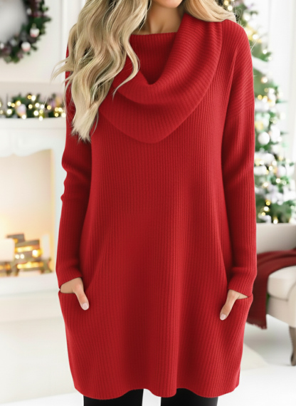 🎄 New Arrivals🔥 Cozy Retro Triangle Cowl Collar Knitted Sweater