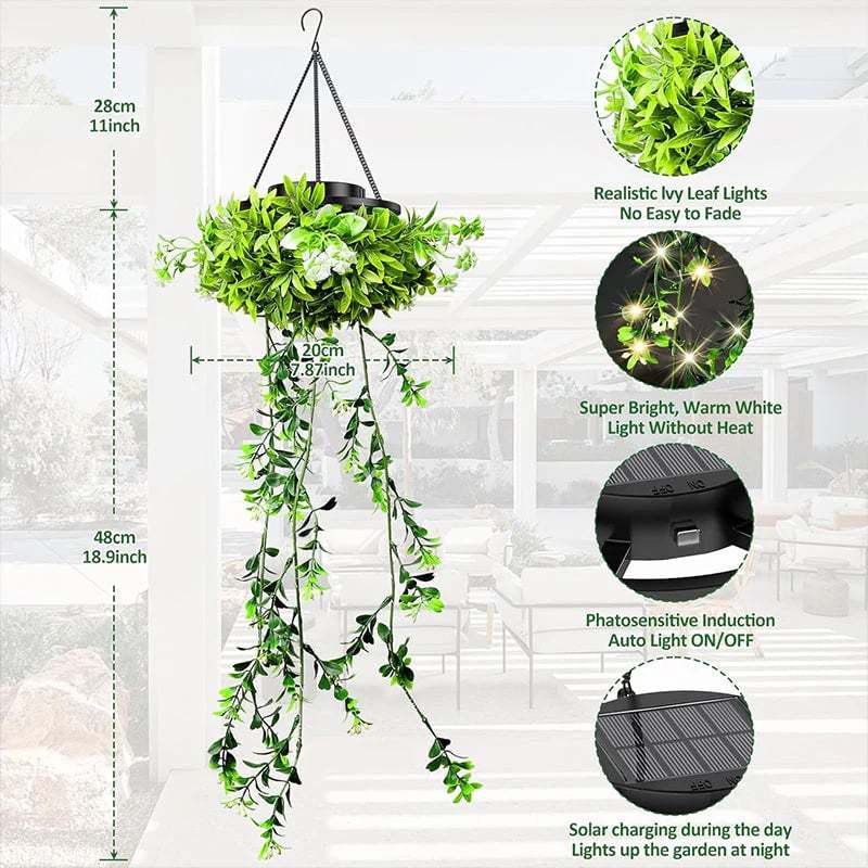 🔥 Solar-Powered Hanging Lamp made of Milangras 🌿 Create Your Own Cozy Garden 💡