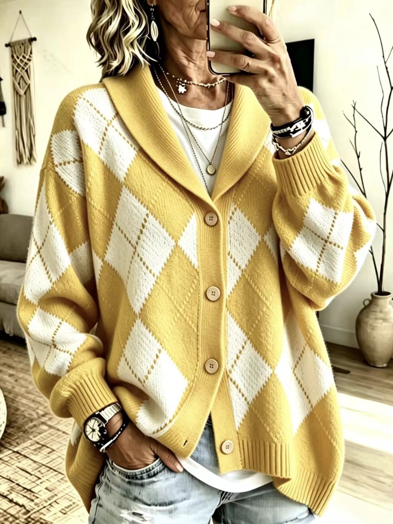 [Copy]Cozy And Casual Striped Knit Cardigan