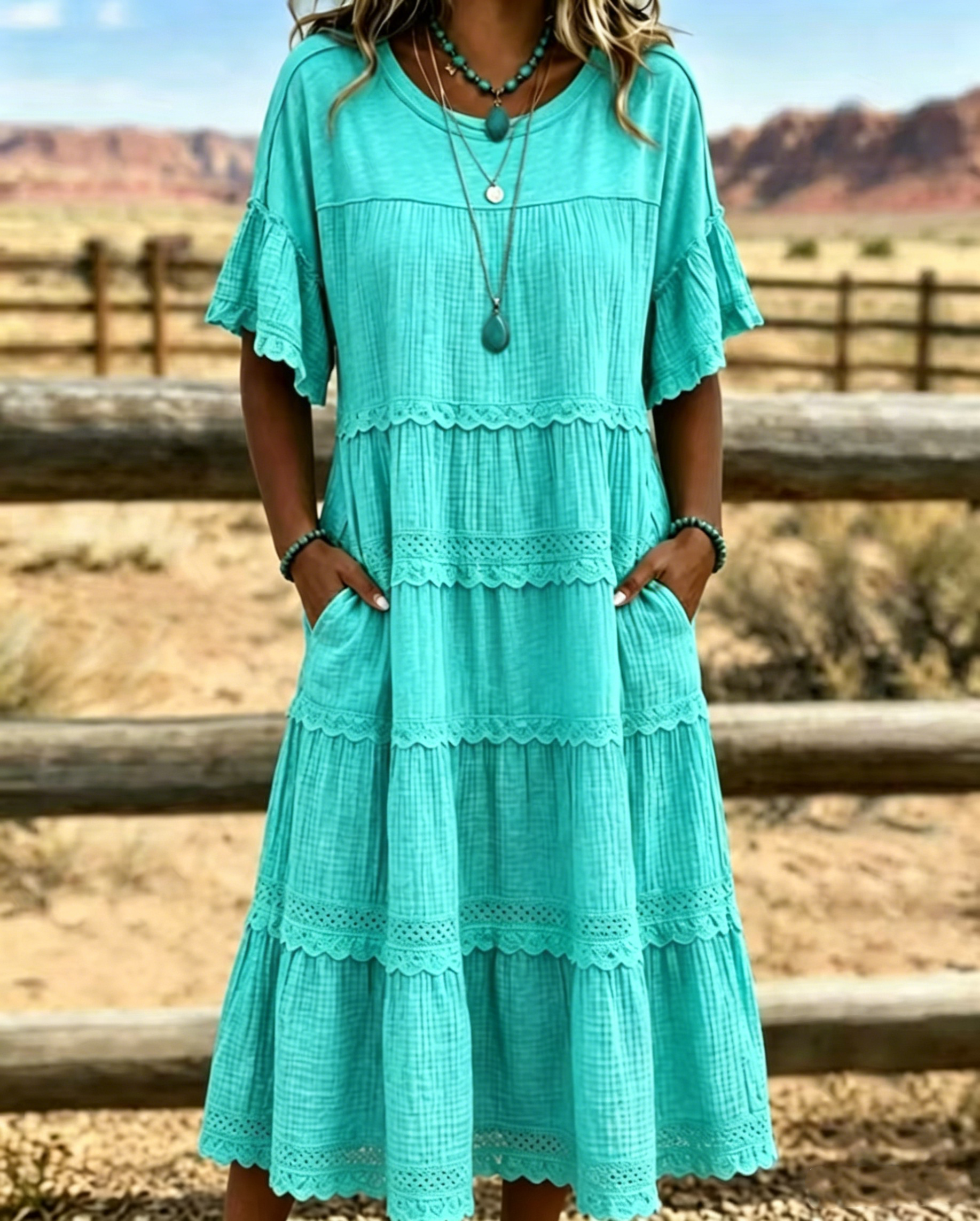 🔥 Limited-Time Offer — 70% Off 🔥Vintage Art Patchwork Cotton And Linen Long Dress
