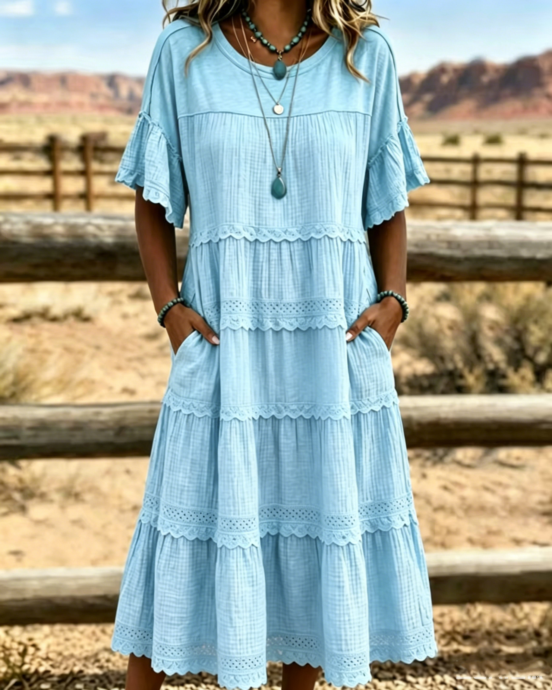 🔥 Limited-Time Offer — 70% Off 🔥Vintage Art Patchwork Cotton And Linen Long Dress