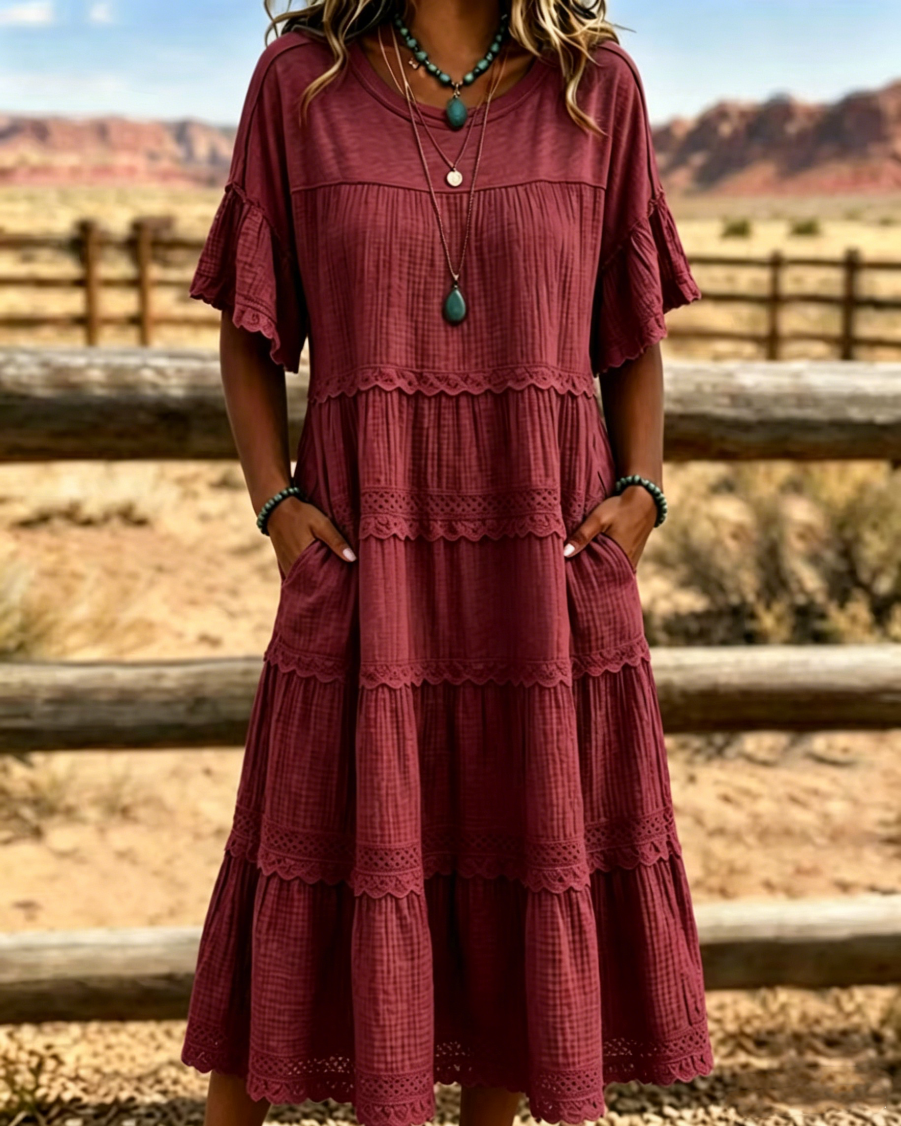 🔥 Limited-Time Offer — 70% Off 🔥Vintage Art Patchwork Cotton And Linen Long Dress