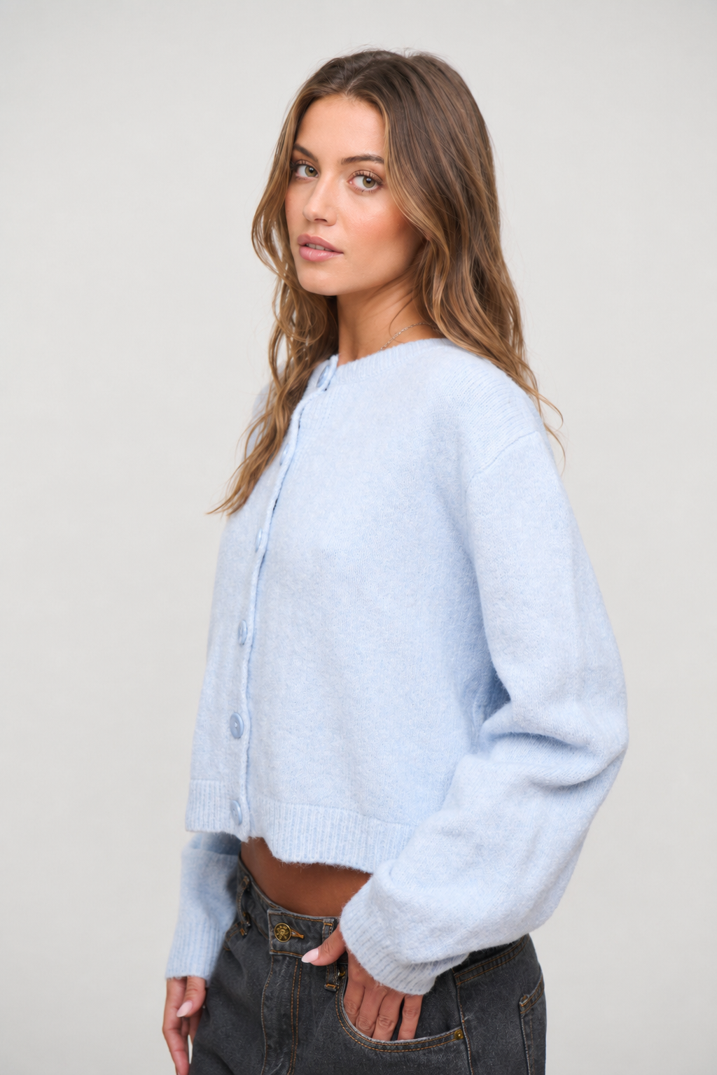 New Women's Solid Color Versatile V-Neck Blouse