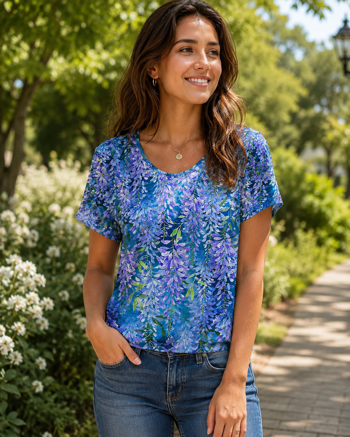 Vintage Floral Print Short Sleeve T-Shirt