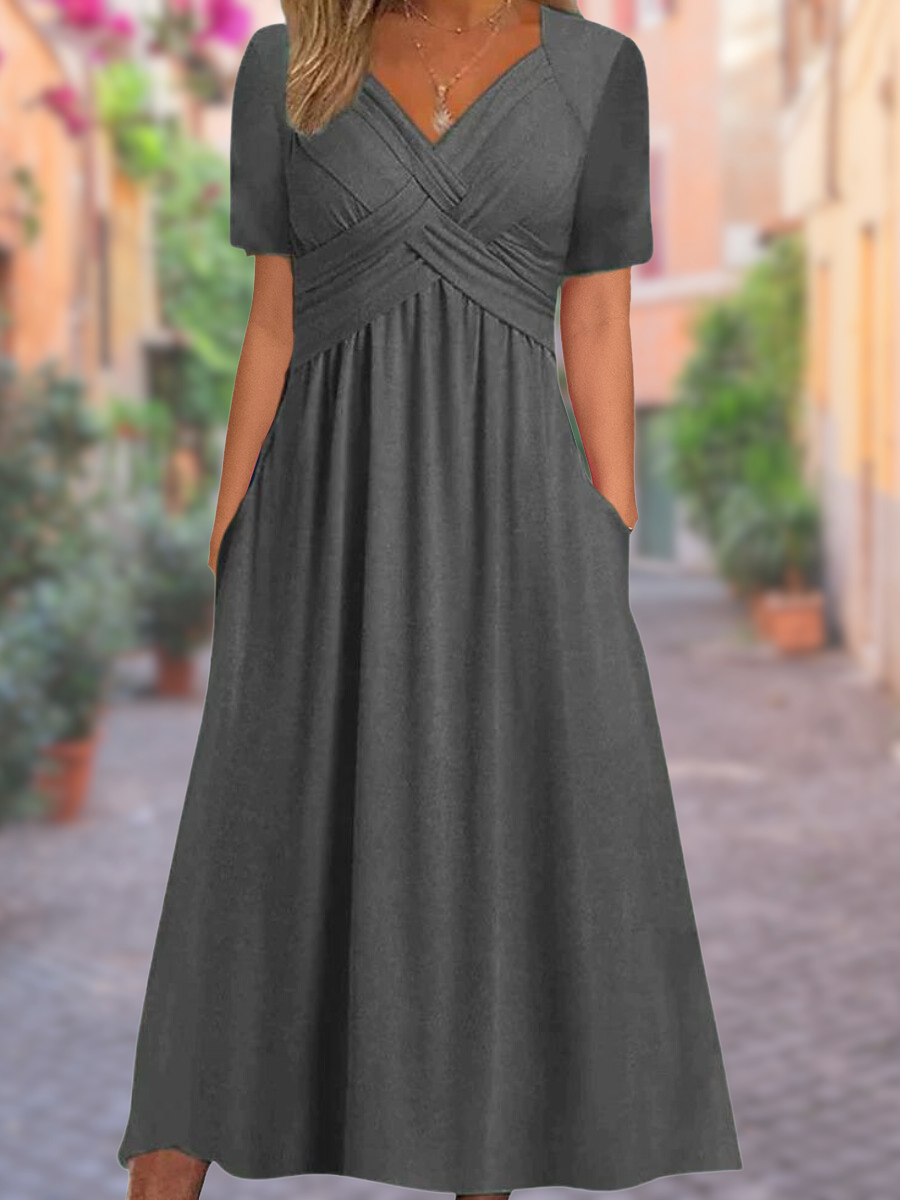 The summer dress with V-neck