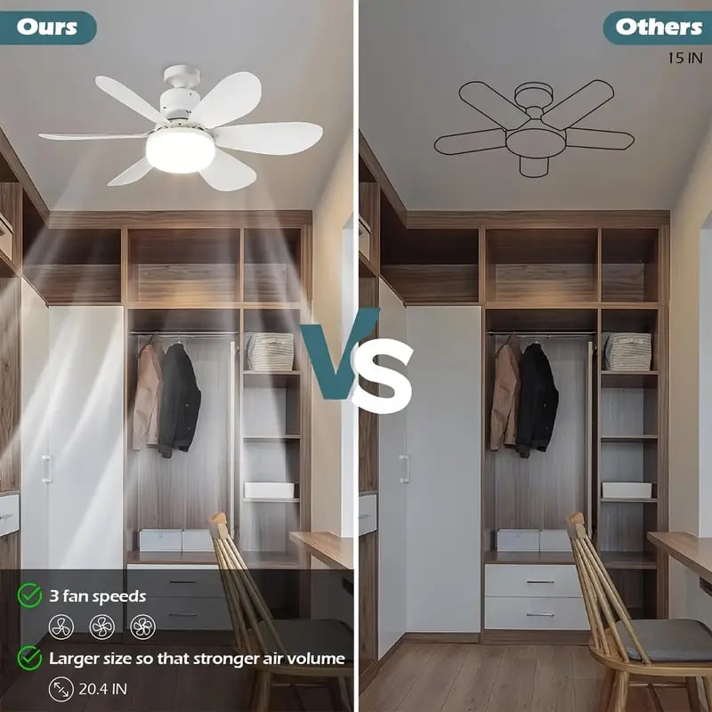 🏆LAST DAY SALE 60% OFF🔥40W LED Ceiling Fan Light – 20.5” Ultra-Quiet with Remote