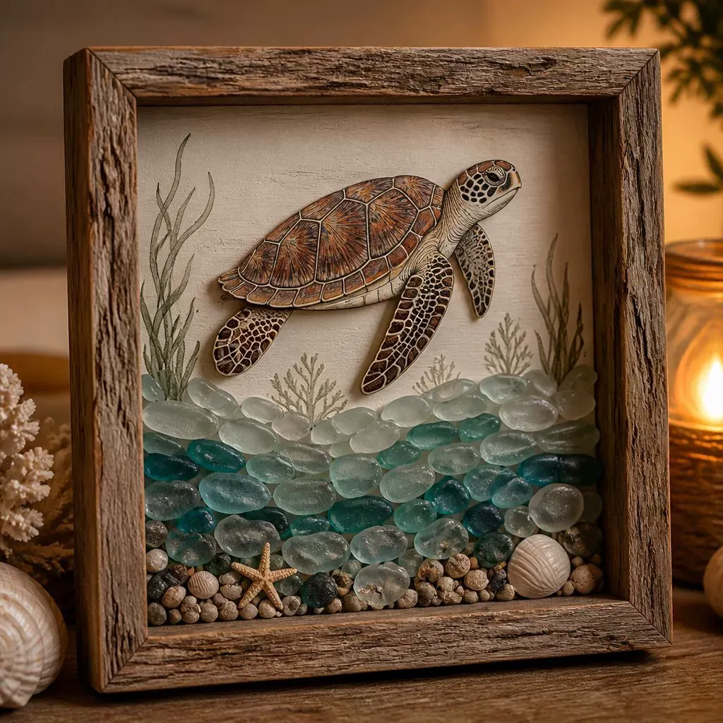 🎁Last Day 70% OFF -🔥💝Coastal Lighthouse Sea Glass Shadow Box Night Light