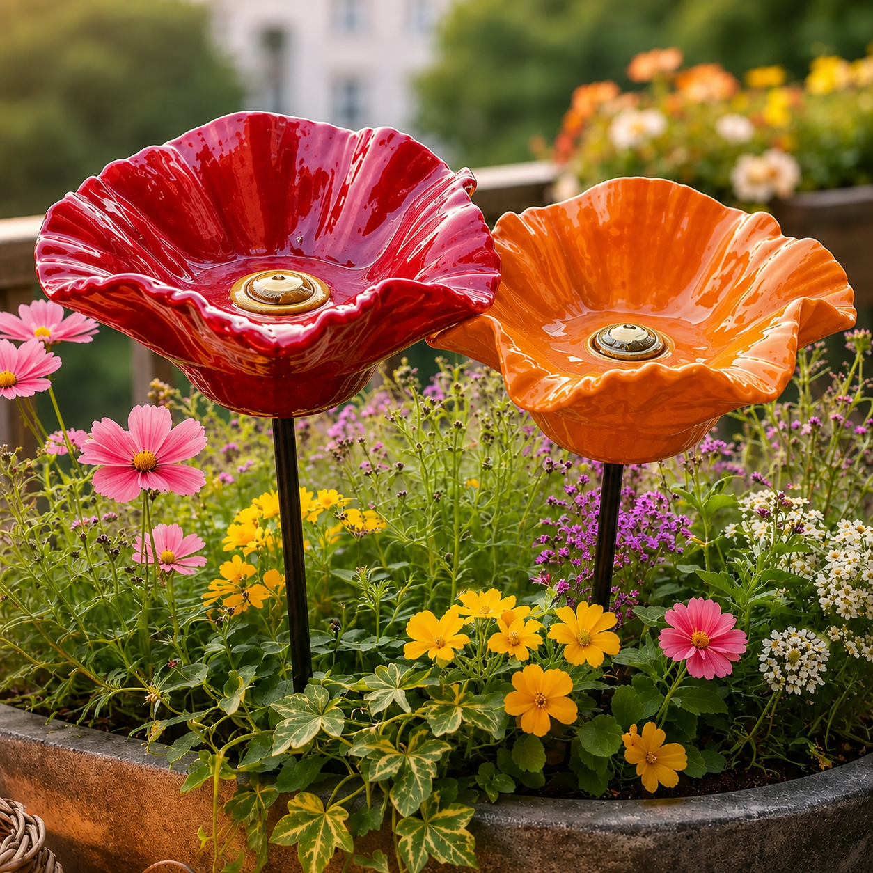 🔥Limited offer 50% OFF-Beautiful Garden Flowers Ceramic Bee Water Stations | Set of 4