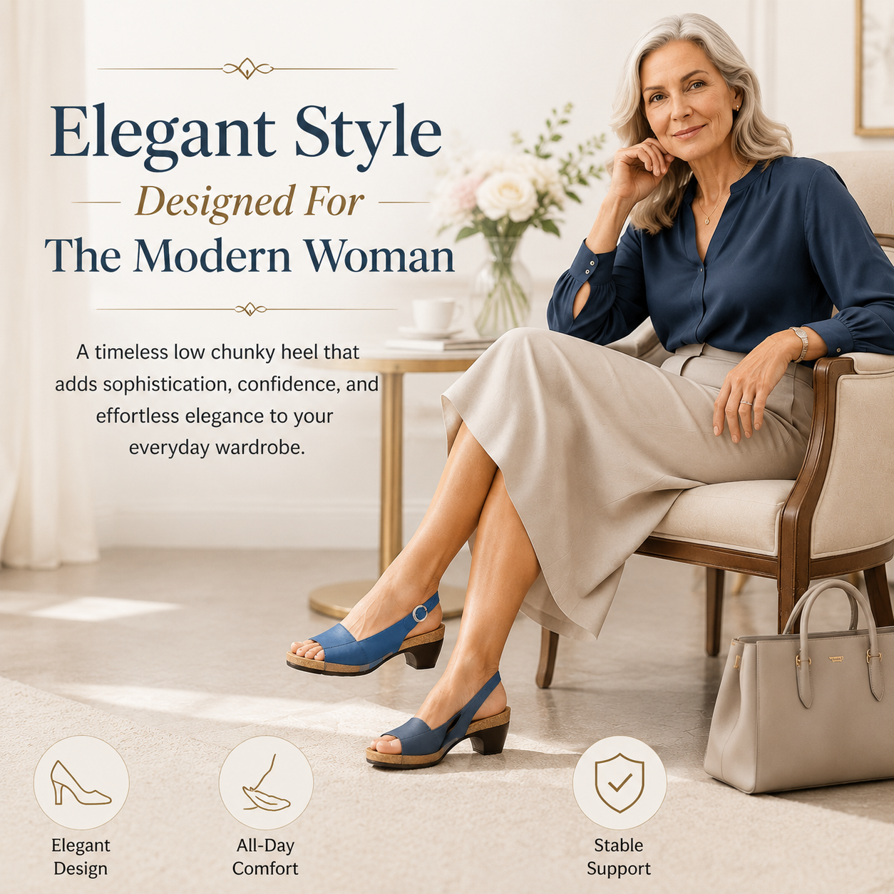 😍Last Day 70% OFF😍-Womens Comfortable Elegant Low Chunky Heel Shoes