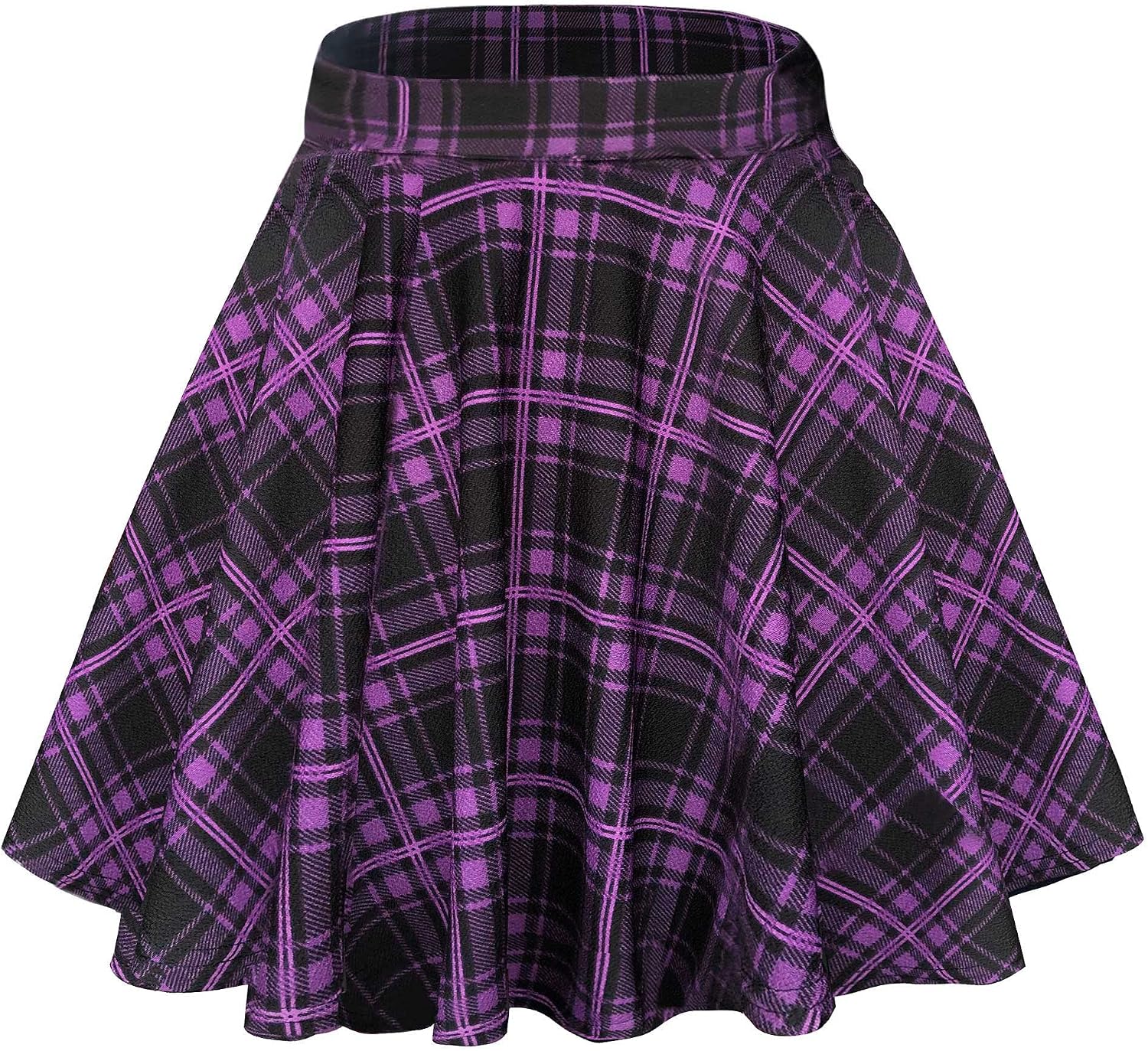  Women's Basic Versatile Stretchy Flared Casual Mini Skater Skirt
