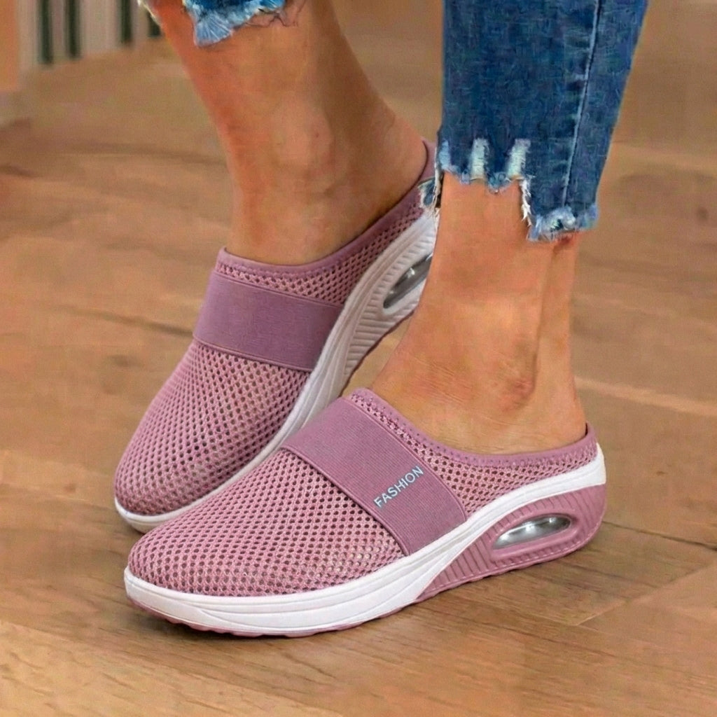 🔥Best Seller-70%🔥Orthopedic Mesh Air-Cushion Slip-On Mules - Breathable Rocker Sole