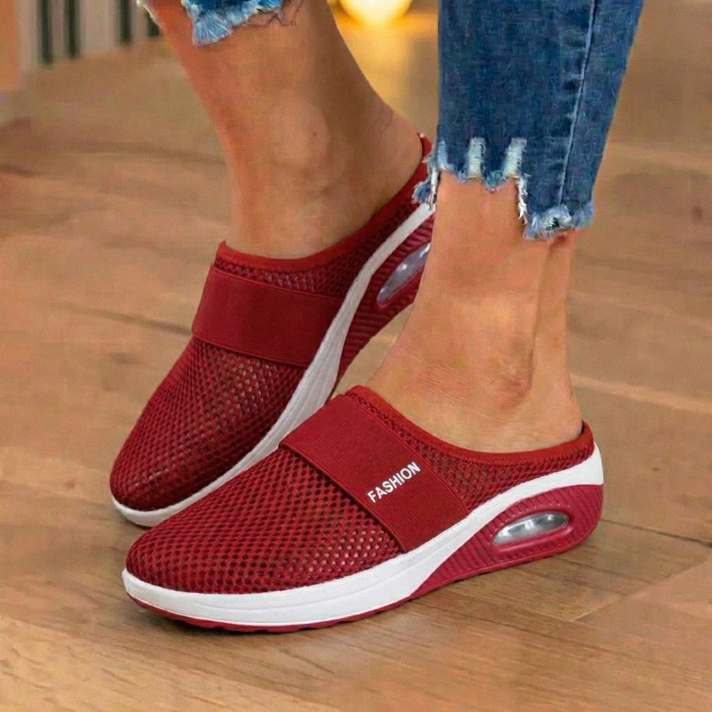🔥Best Seller-70%🔥Orthopedic Mesh Air-Cushion Slip-On Mules - Breathable Rocker Sole
