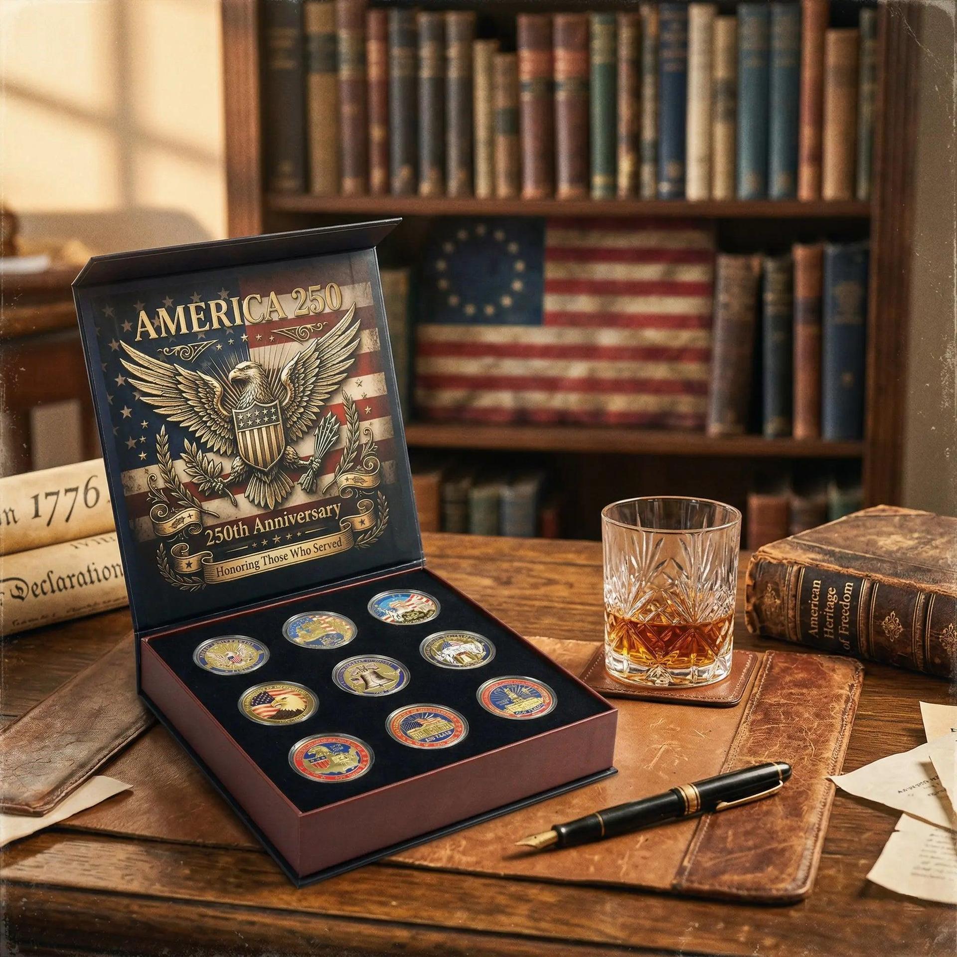 🔥LAST DAY 50% OFF✨9PCS USA 250th Anniversary Commemorative Coin Gift Set
