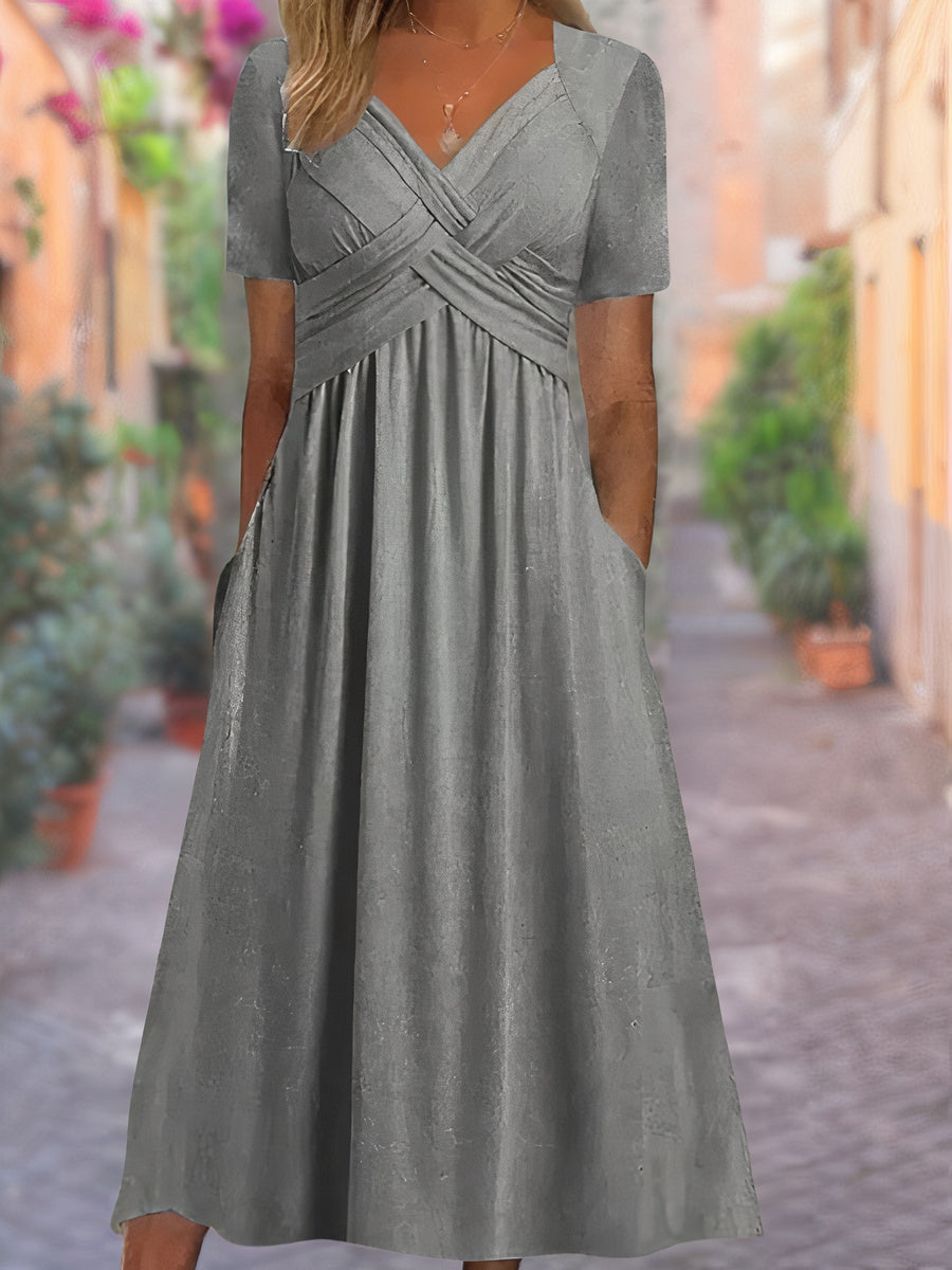 The summer dress with V-neck