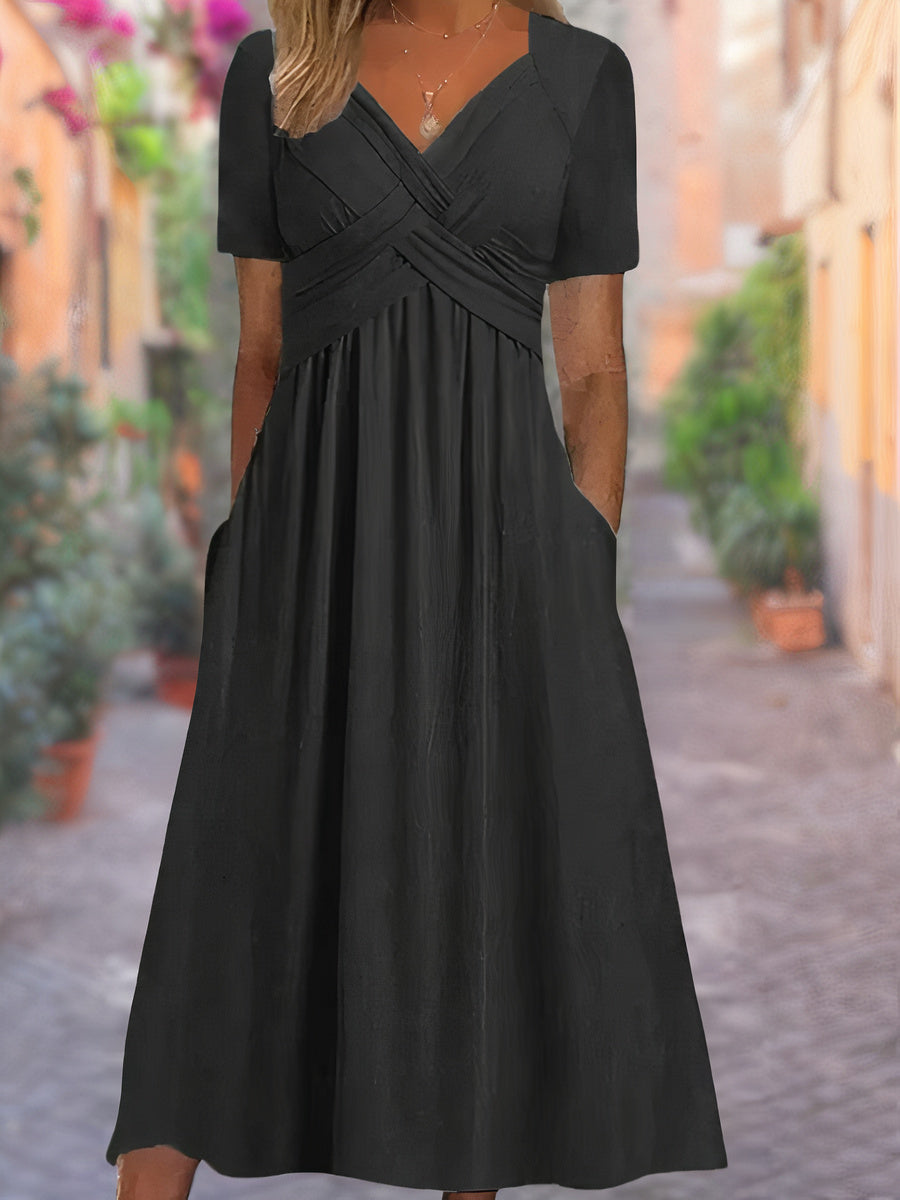The summer dress with V-neck