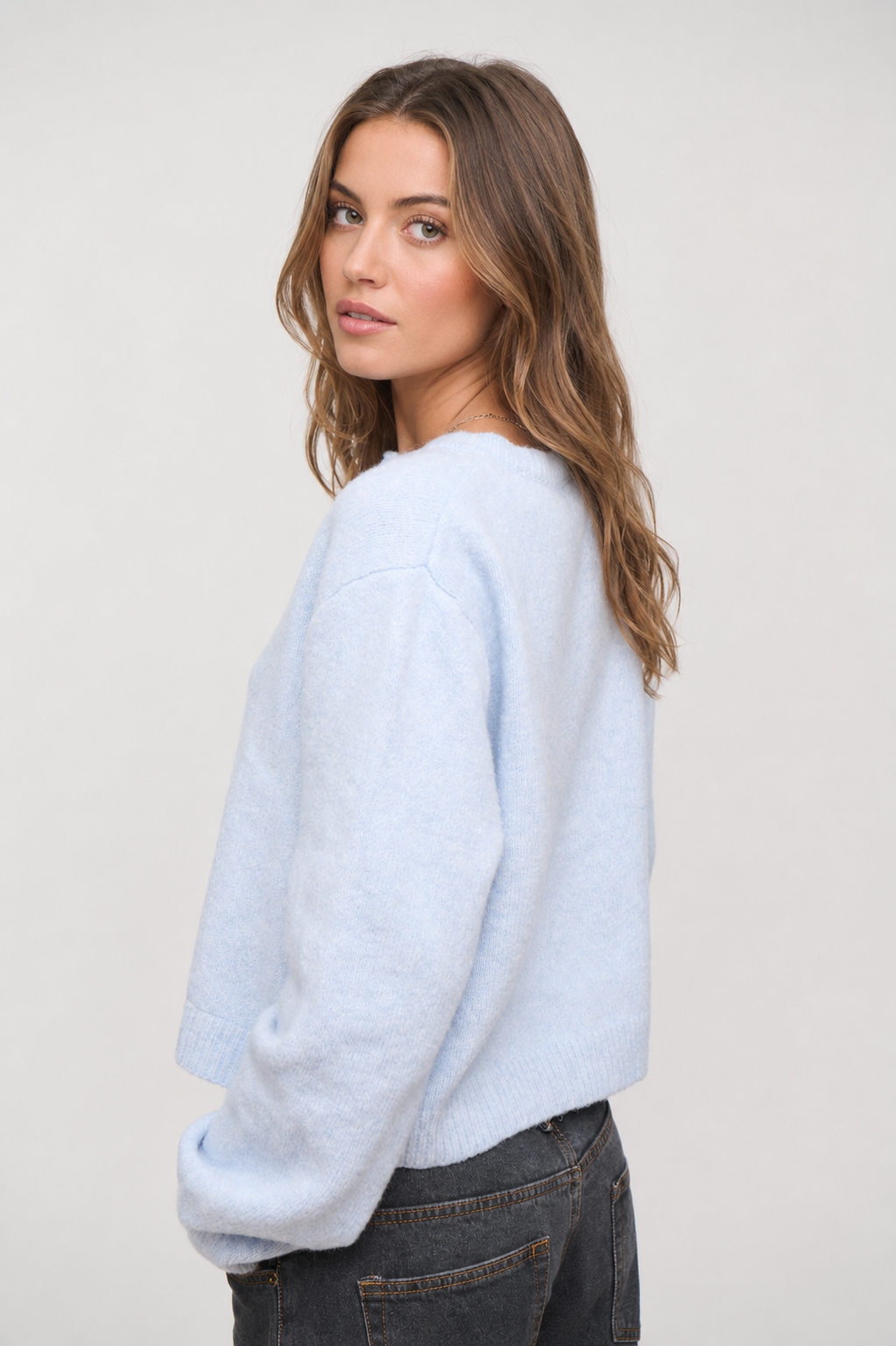 New Women's Solid Color Versatile V-Neck Blouse