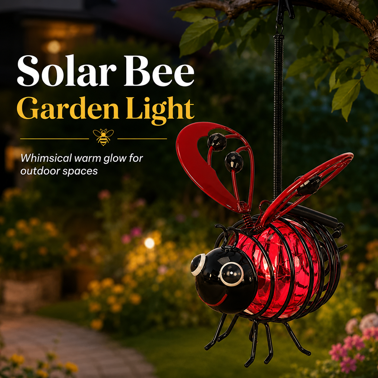 🐝Outdoor Hanging Solar Bee Light - Perfect Gift For Plant Lovers Moms Or Literally Anyone Who Smiles❤️