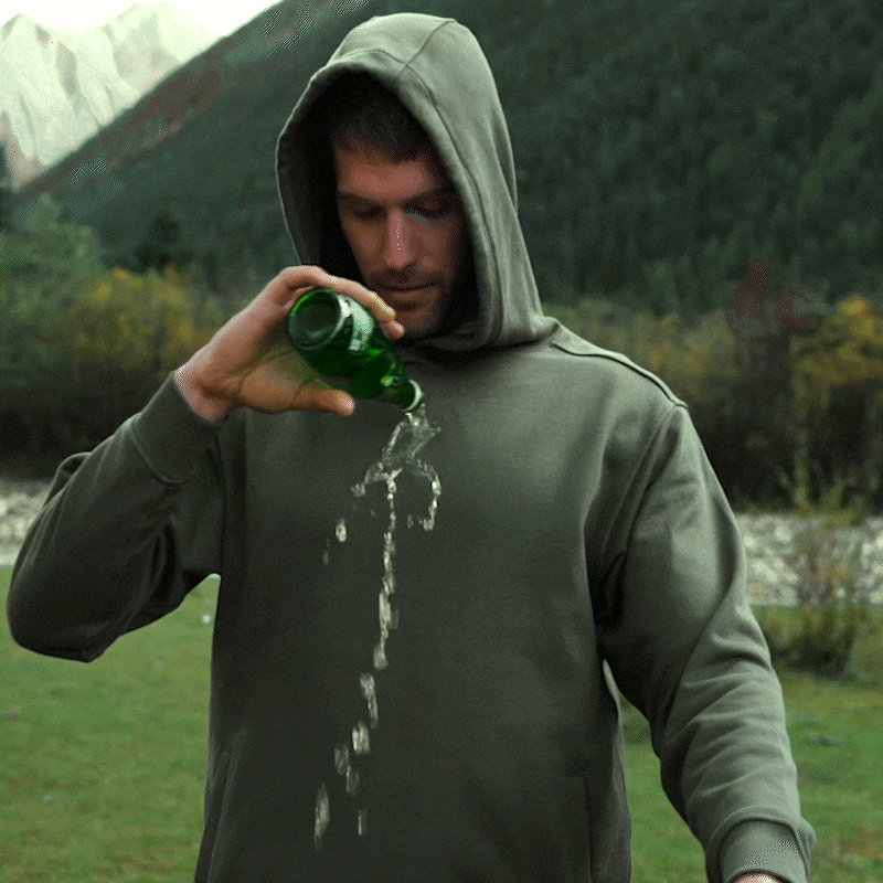 "Fresh Raindrops Distantly Flowing" Hooded Sweatshirt