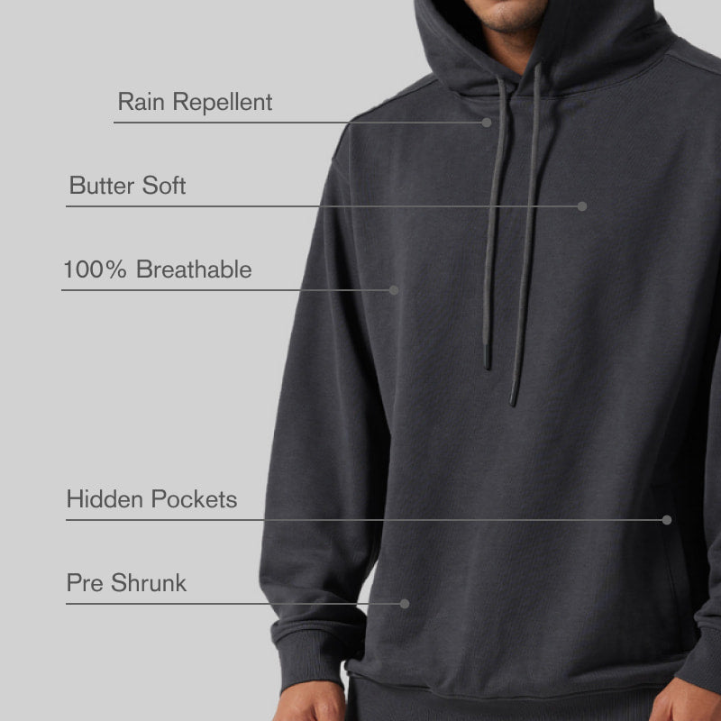 "Fresh Raindrops Distantly Flowing" Hooded Sweatshirt