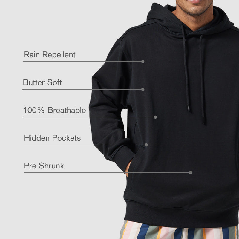 "Fresh Raindrops Distantly Flowing" Hooded Sweatshirt