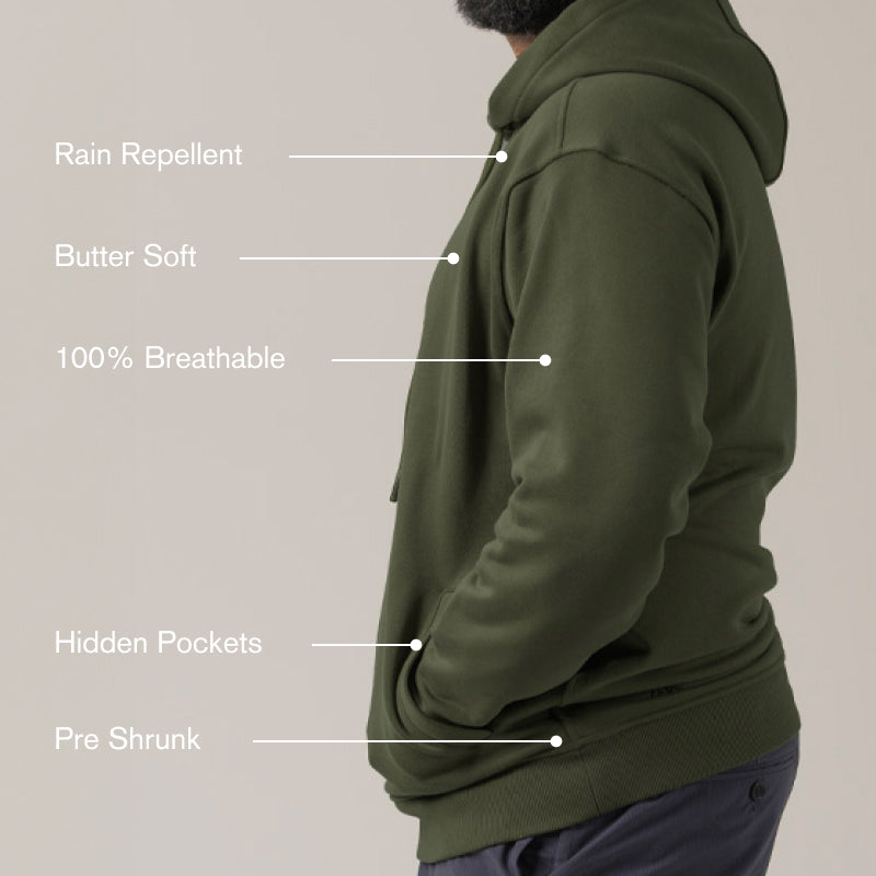 "Fresh Raindrops Distantly Flowing" Hooded Sweatshirt