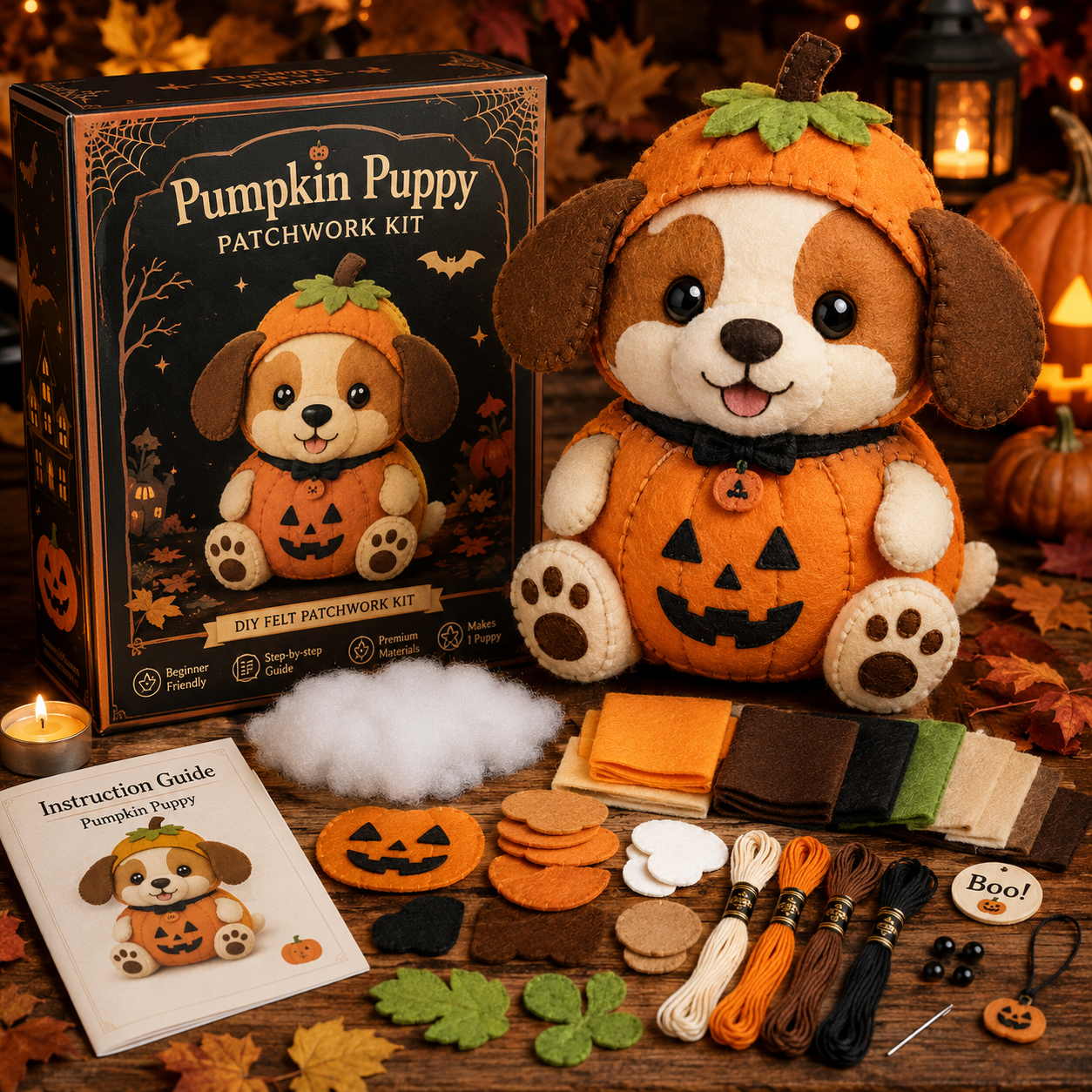 DIY Halloween Patchwork Kit – Sew Your Own Cute Spooky Friend 🎃🧵