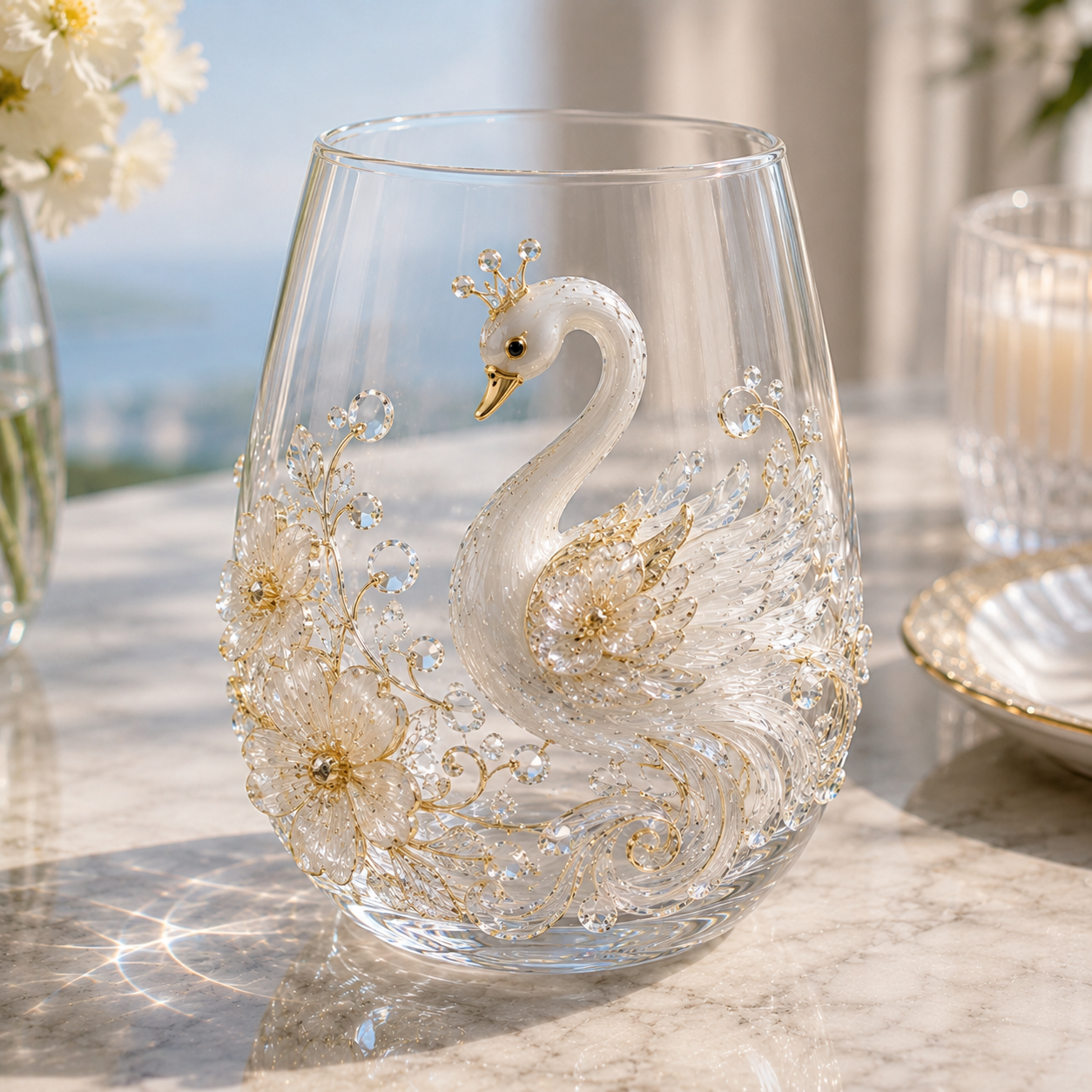 Crystal Animal Floral Glass Tumbler ✨