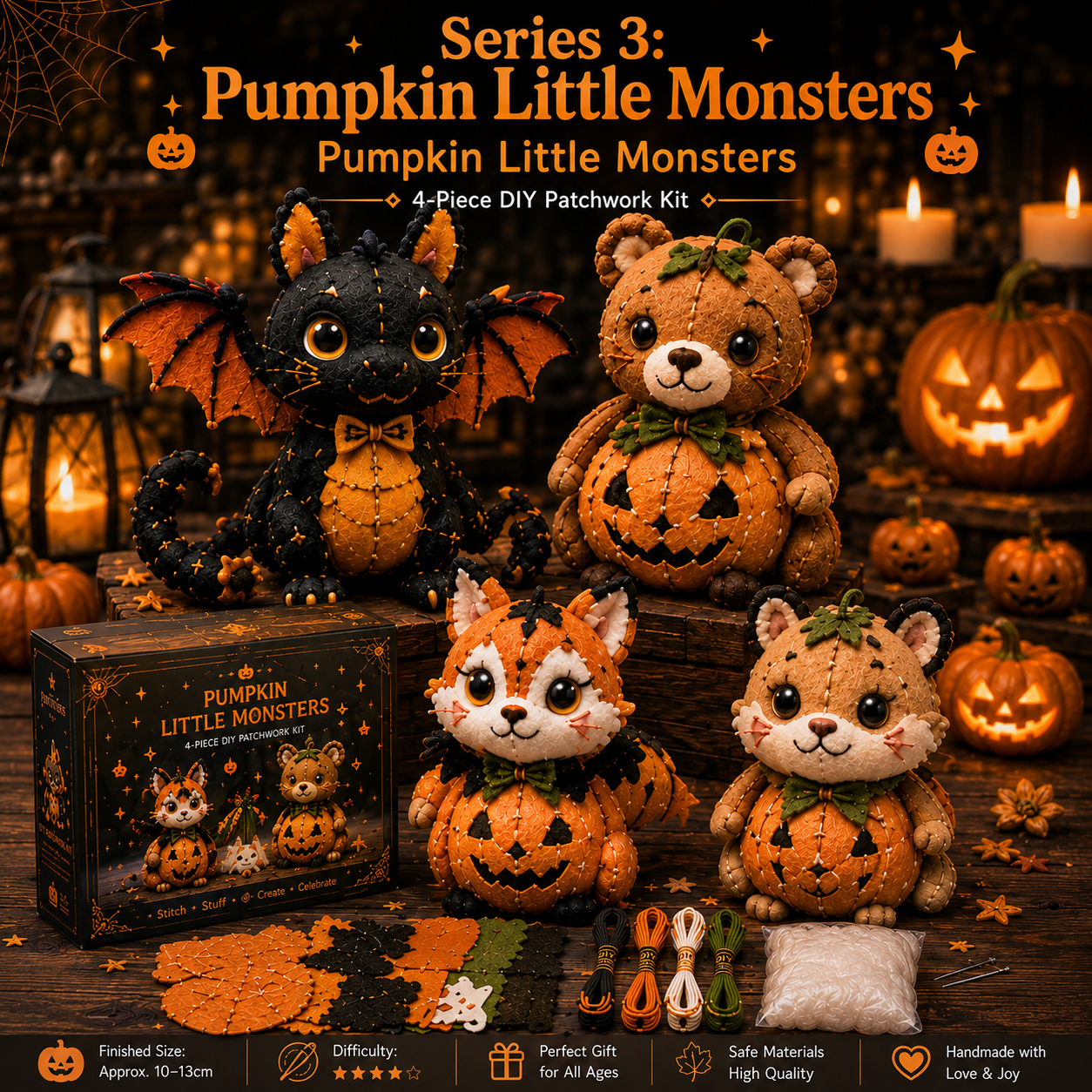Halloween Friends 4 Piece DIY Patchwork Kit Collection 🎃🧵