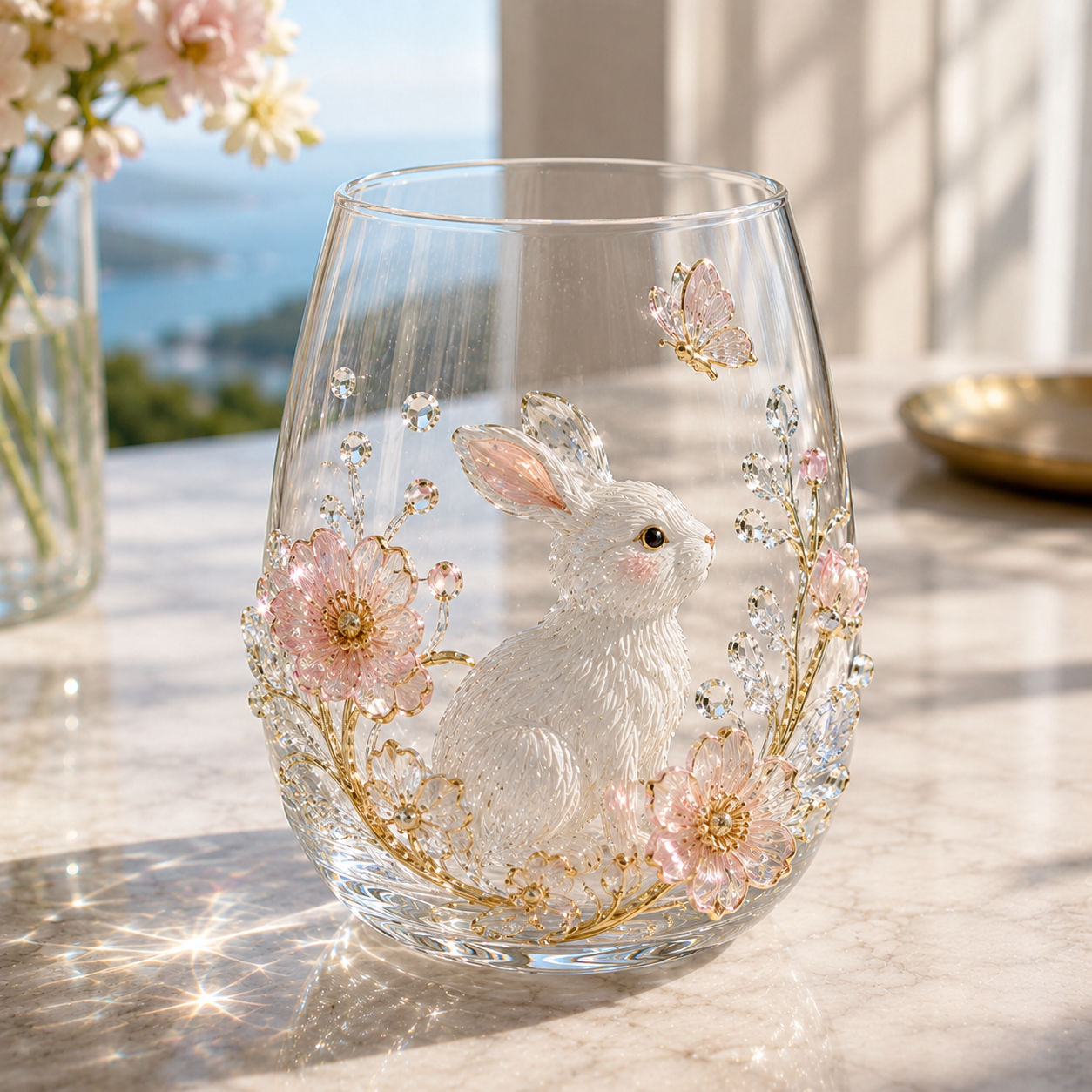 Crystal Animal Floral Glass Tumbler ✨