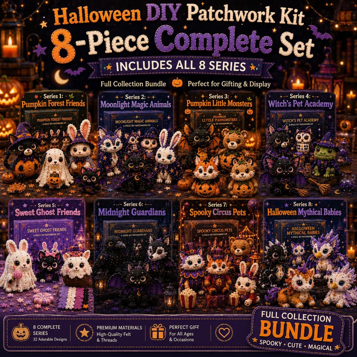 Halloween Friends 4 Piece DIY Patchwork Kit Collection 🎃🧵