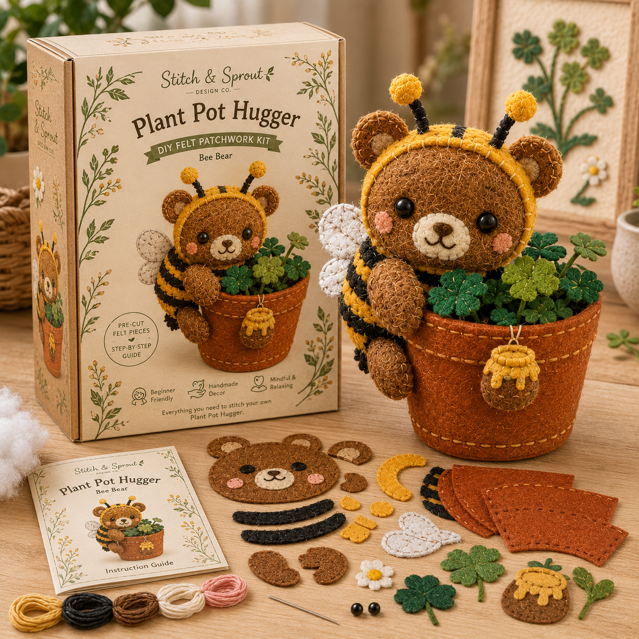 Plant Pot Hugger DIY Felt Patchwork Kit 🪴🧵