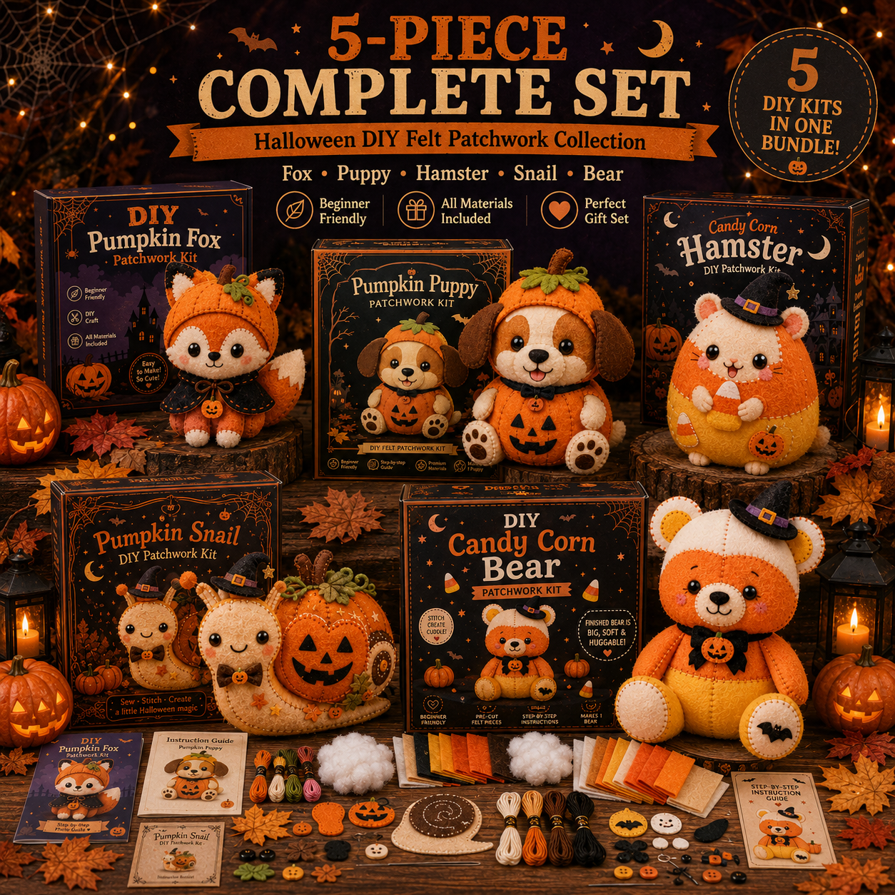 DIY Halloween Patchwork Kit – Sew Your Own Cute Spooky Friend 🎃🧵
