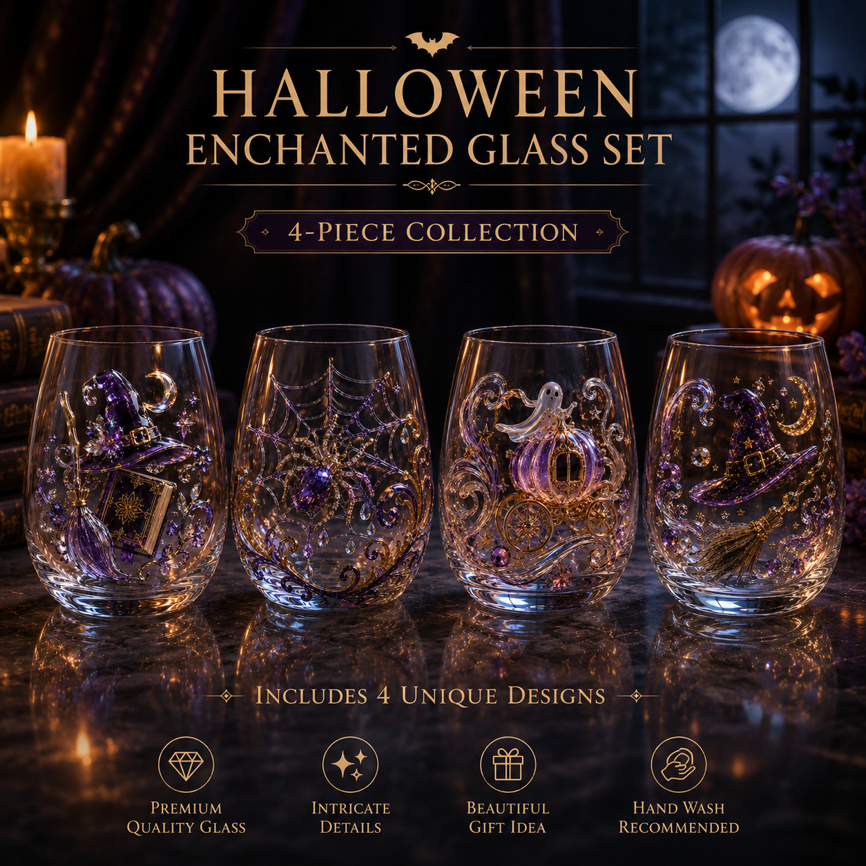 Enchanted 3D Decorative Stemless Glass Collection ✨