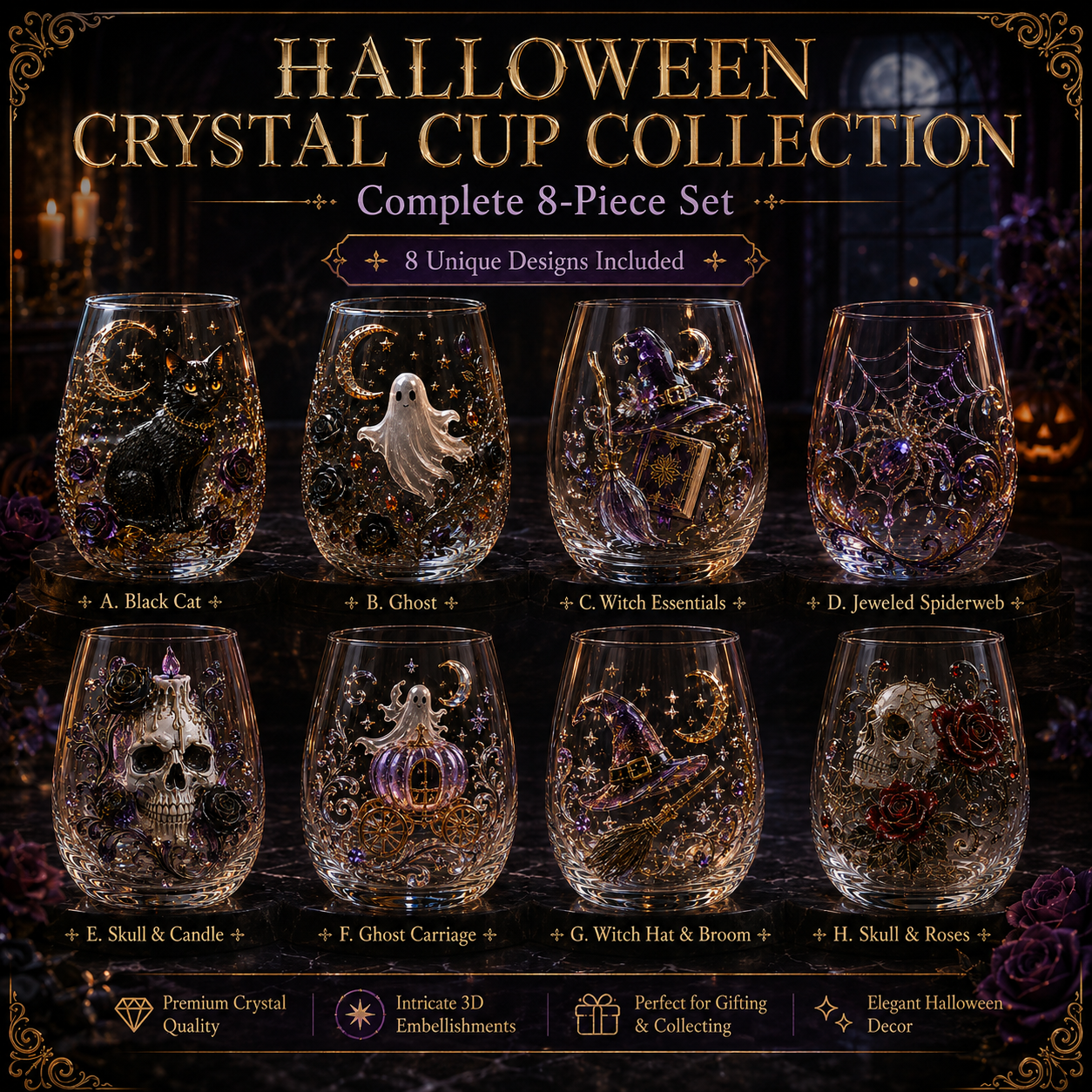 Enchanted 3D Decorative Stemless Glass Collection ✨