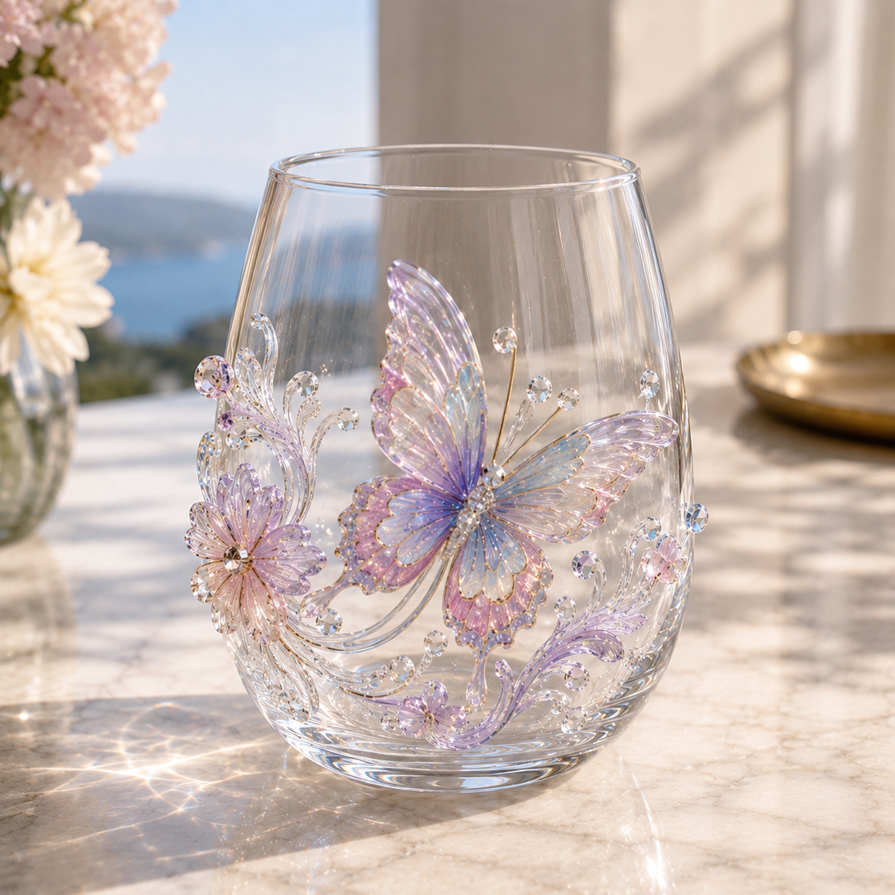Crystal Animal Floral Glass Tumbler ✨