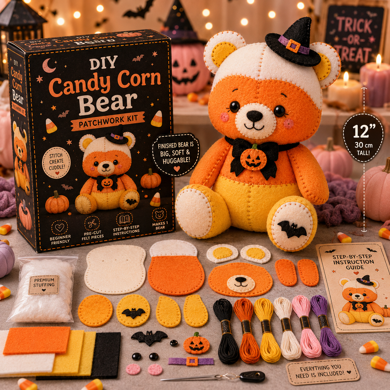 DIY Halloween Patchwork Kit – Sew Your Own Cute Spooky Friend 🎃🧵