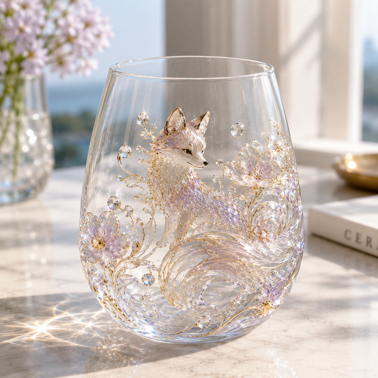 Crystal Animal Floral Glass Tumbler ✨