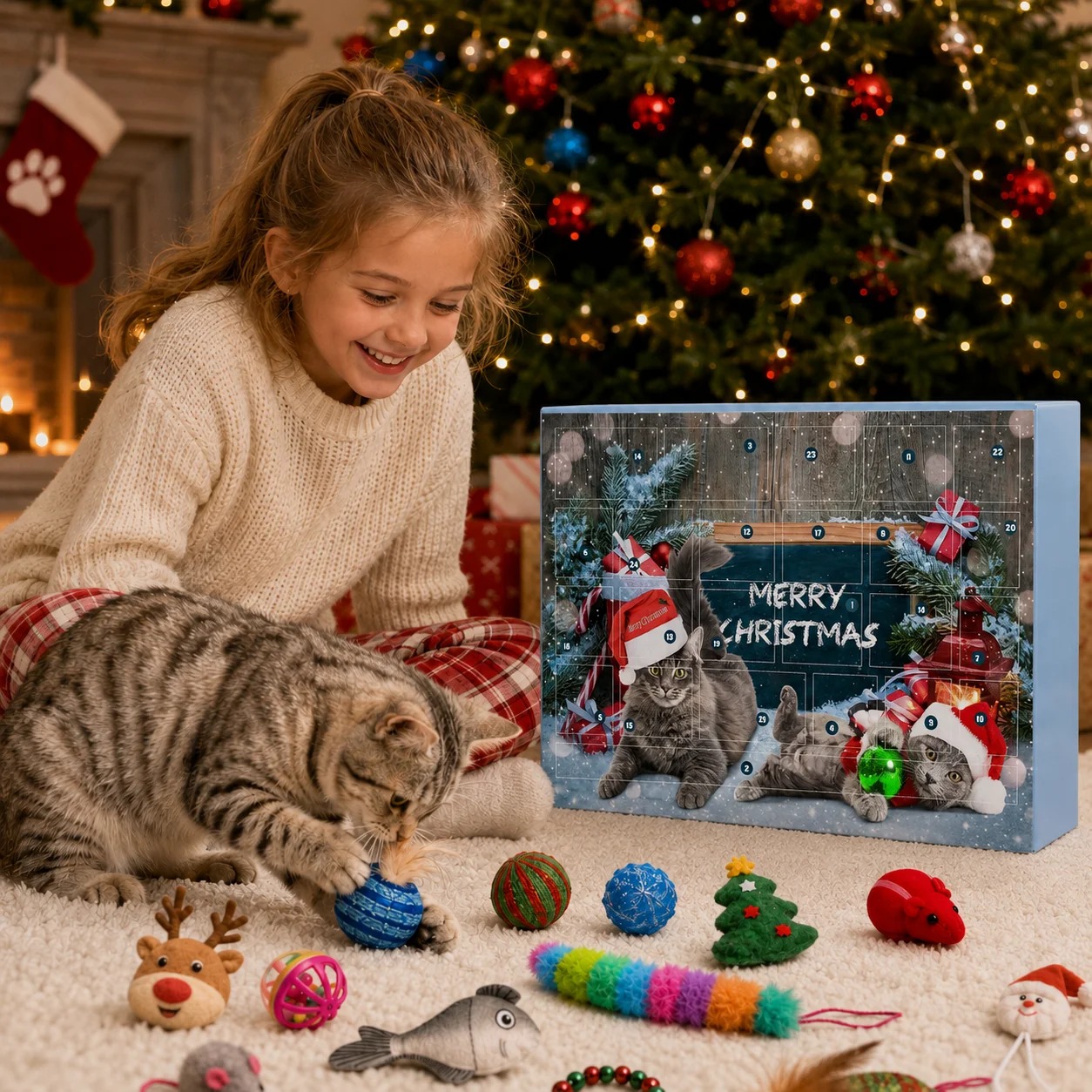 🔥49% Off Last Day -24 Days of Joy Cat Advent Calendar – 24 Christmas Surprise Toys for Cats