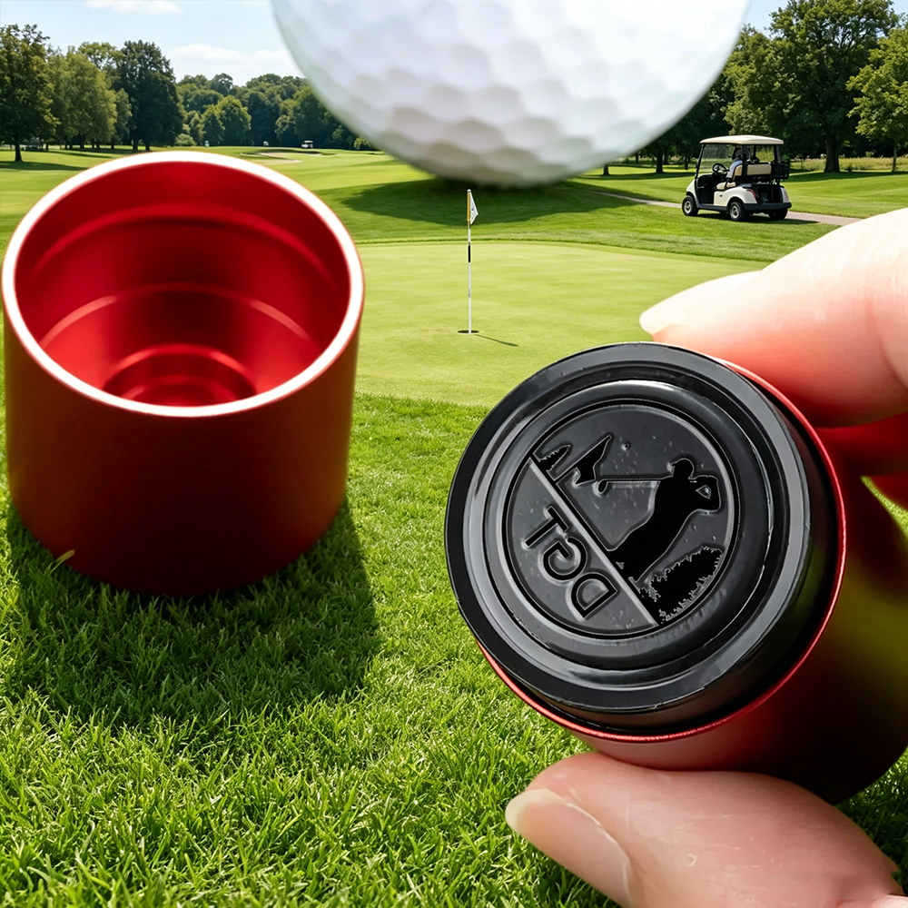 Custom Golf Ball Stamp with Colorful Metal Case – Personalized Logo & Text Imprinter for Golfers