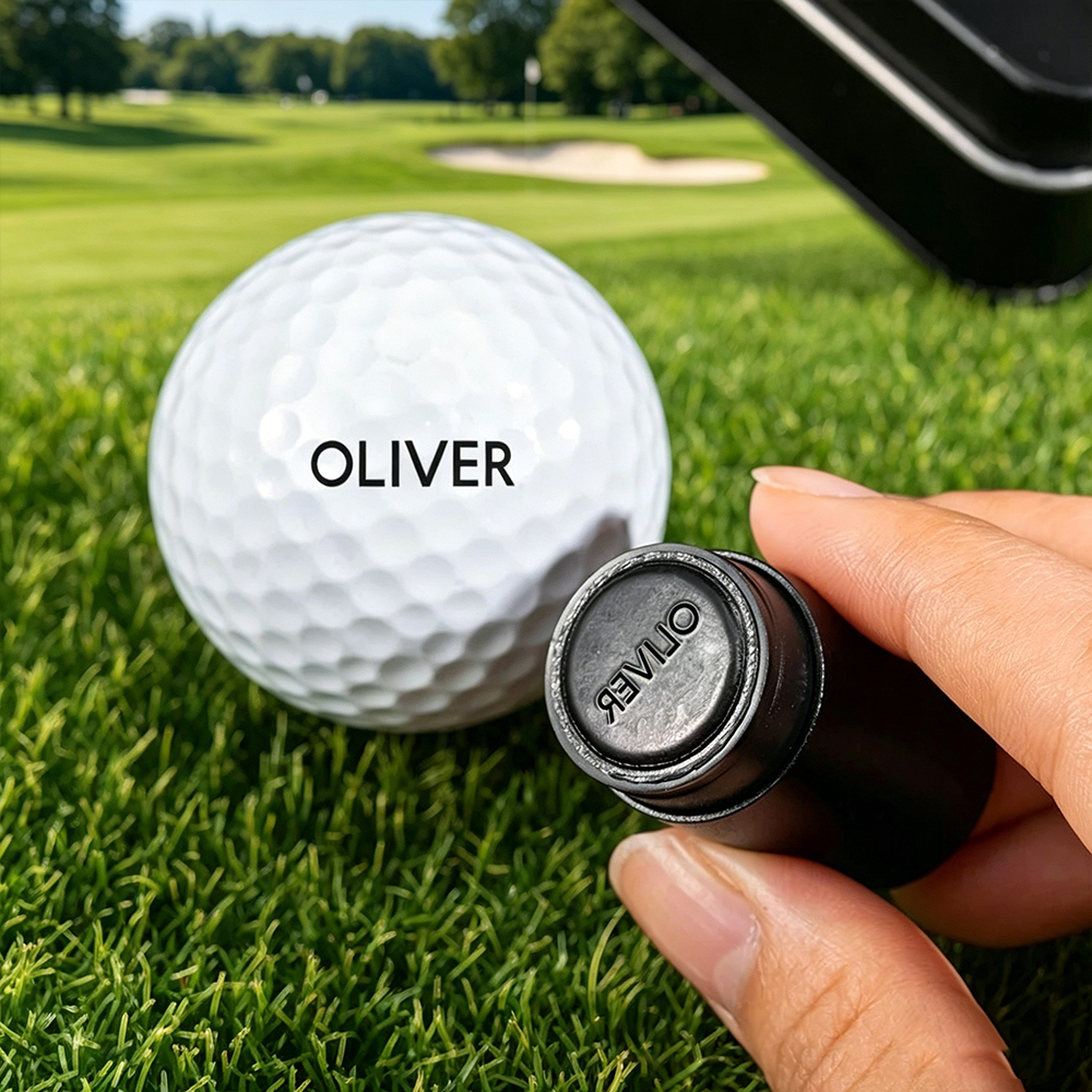 Custom Golf Ball Stamp with Colorful Metal Case – Personalized Logo & Text Imprinter for Golfers