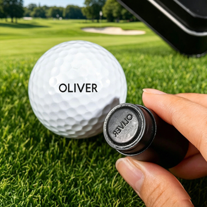 Custom Golf Ball Stamp with Colorful Metal Case – Personalized Logo & Text Imprinter for Golfers